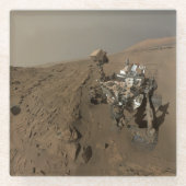 掘削火星好奇心レッド火星の風景 ガラスコースター (正面)