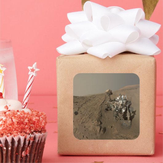 掘削火星好奇心レッド火星の風景 スクエアシール (パーティー)