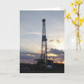 掘削装置の日没 カード (黄色い花)