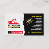 掘削，マルチング，土地清算，建築 名刺 (裏面)