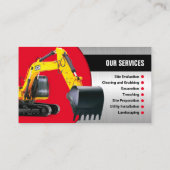 掘削，土地清算，建築，ブルドーザー 名刺 (裏面)
