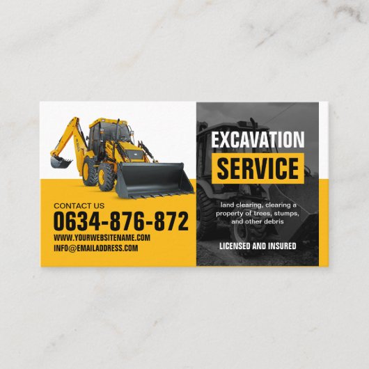 掘削、土地清算、建築 名刺 (正面)