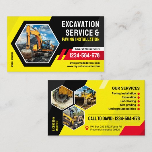 掘削、舗装、マルチ、土地清算 名刺 (正面/裏面)