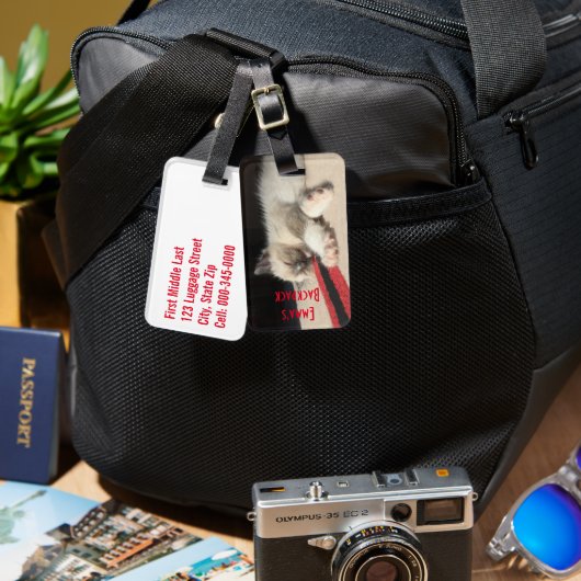 掛け替え写真かわいい眠る子猫カスタム ラゲッジタグ (正面&裏面)