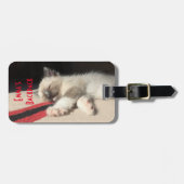 掛け替え写真かわいい眠る子猫カスタム ラゲッジタグ (正面横)