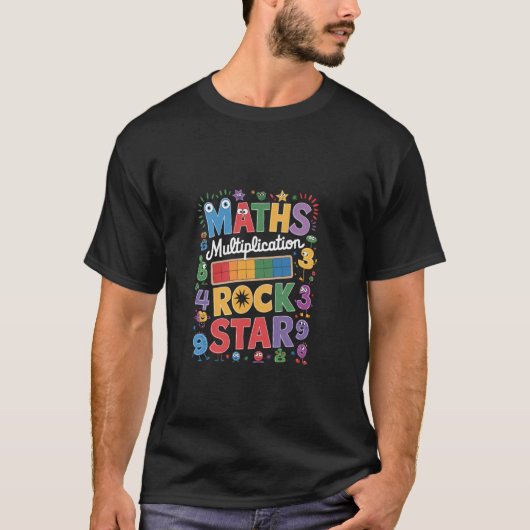 掛け算ロックスタ - 楽しい学習指導 Tシャツ (正面)