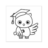 掛け軸を持つ帽子のかわいい卒業フクロウ セルフインキングスタンプ (デザイン)