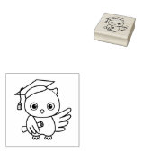 掛け軸を持つ帽子のかわいい卒業フクロウ ラバースタンプ (押印)