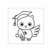 掛け軸を持つ帽子のかわいい卒業フクロウ ラバースタンプ (インプリント)