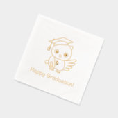 掛け軸を持つ帽子の卒業式フクロウ 箔ナプキン (左)