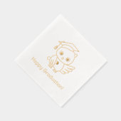 掛け軸を持つ帽子の卒業式フクロウ 箔ナプキン (右)