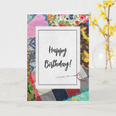 掛熱狂する布団と針誕生日 カード (黄色い花)