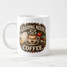 採点にはコーヒーが必要な先生用マグ ジャンボコーヒーマグカップ
