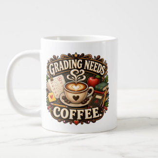採点にはコーヒーが必要な先生用マグ ジャンボコーヒーマグカップ