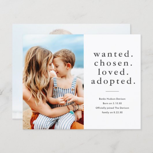 採用された予算内の写真の採用の発表 (正面/裏面)