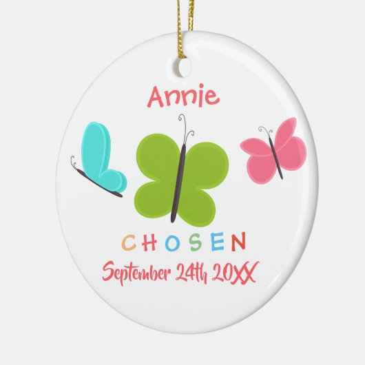 採用された選択された蝶の養子縁組 – 名前をカスタムする セラミックオーナメント (左)