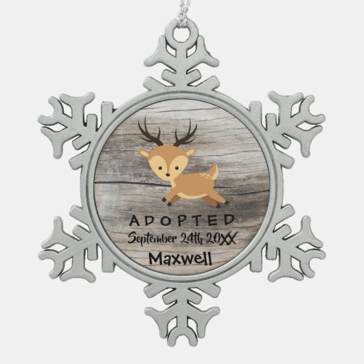 採用される-カスタマイズシカの採用のギフト スノーフレークピューターオーナメント (正面)