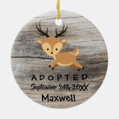 採用される-カスタマイズシカの採用のギフト セラミックオーナメント (裏面)