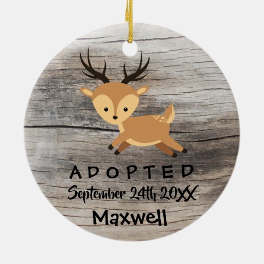 採用される-カスタマイズシカの採用のギフト セラミックオーナメント (裏面)