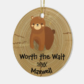 採用される-カスタマイズヒグマの採用のギフト セラミックオーナメント (左)