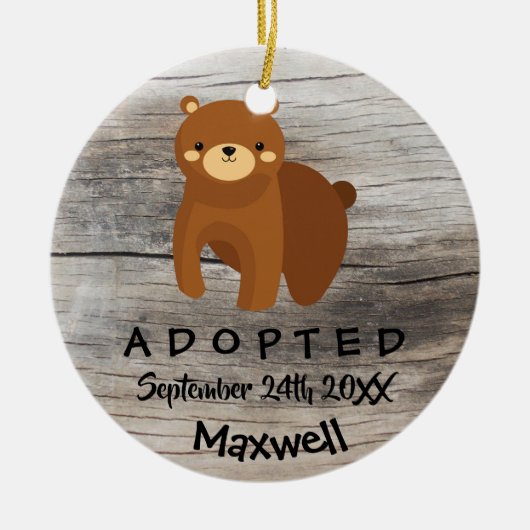 採用される-カスタマイズヒグマの採用のギフト セラミックオーナメント (正面)