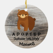 採用される-カスタマイズヒグマの採用のギフト セラミックオーナメント (裏面)