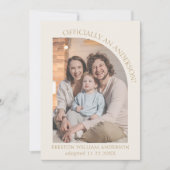 採用のお知らせクリームモダン金ゴールドアーチ写真 シーズンカード (正面)