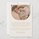 採用のお知らせクリームモダン金ゴールドアーチ写真 シーズンカード (裏面)