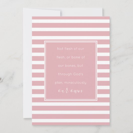 採用のお知らせピンクと白のストライプ 案内状 (裏面)