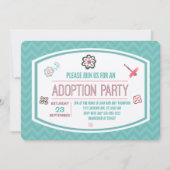 採用のシャワーのモダンなピンク及び青い蝶 招待状 (正面)