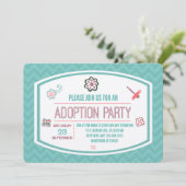 採用のシャワーのモダンなピンク及び青い蝶 招待状 (スタンド正面)