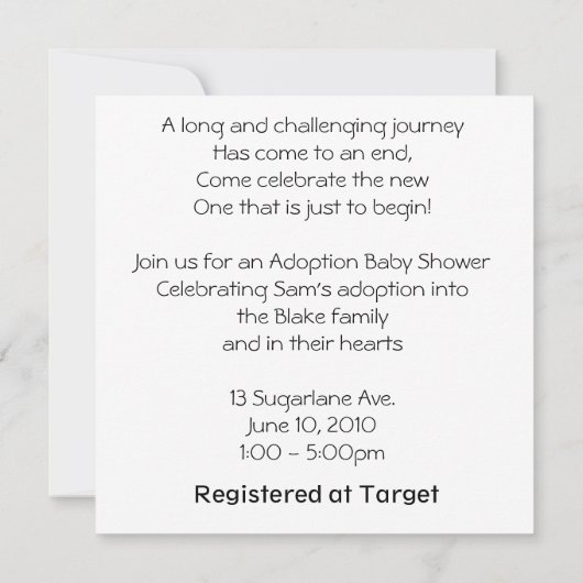 採用のシャワーの招待 招待状 (裏面)