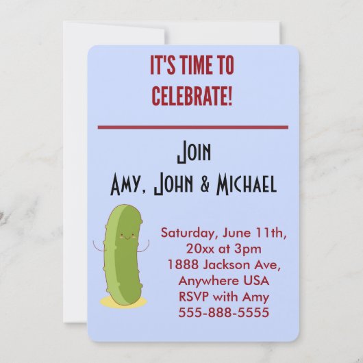 採用のパーティーのおもしろいなピクルスの発表 招待状 (裏面)