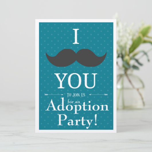 採用のパーティーのモダンな髭の青の発表 招待状 (スタンド正面)