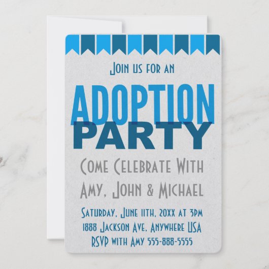 採用のパーティーの青くモダンな採用の発表 招待状 (正面)