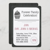 採用のパーティーの黒板のカップケーキの発表 招待状 (正面/裏面)