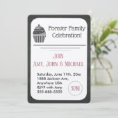 採用のパーティーの黒板のカップケーキの発表 招待状 (スタンド正面)