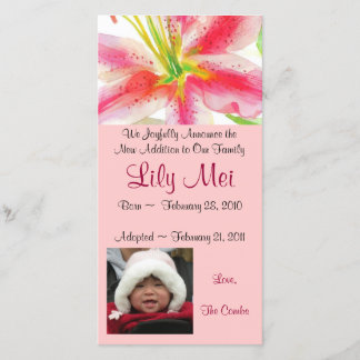 採用の発表ユリの写真カード 案内状