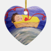 採用の赤い糸のオーナメント セラミックオーナメント (正面)