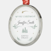 採用オーナメントパーソナライズされたを初めてのクリスマス メタルオーナメント (左)