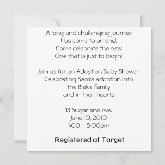 採用シャワー招待状 招待状 (裏面)