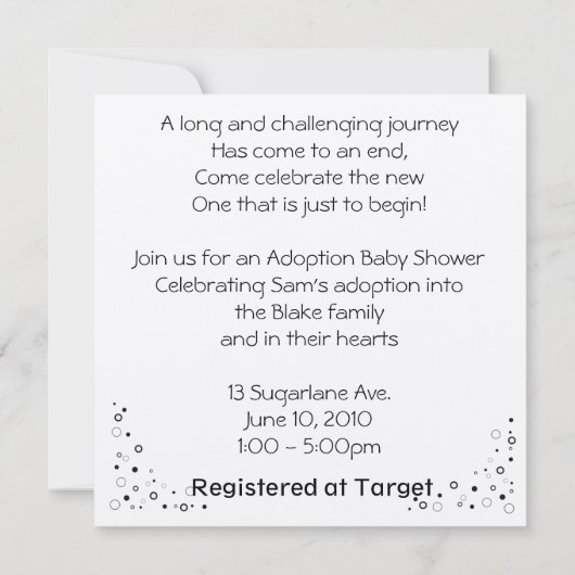 採用シャワー招待状 招待状 (裏面)