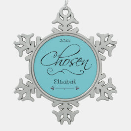 採用スクロール選択された日付の採用のパーソナライズ スノーフレークピューターオーナメント