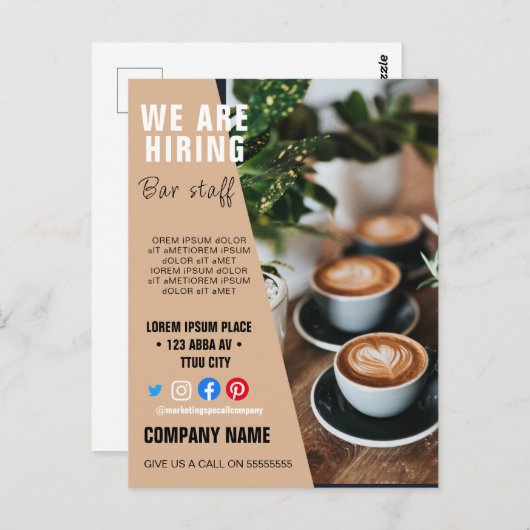 採用スタッフBUSINESSカスタムロゴチラシPoster ポストカード (正面/裏面)