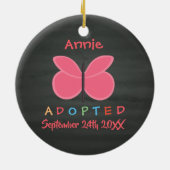 採用バタフライ採用 – 名前をカスタムする セラミックオーナメント (裏面)