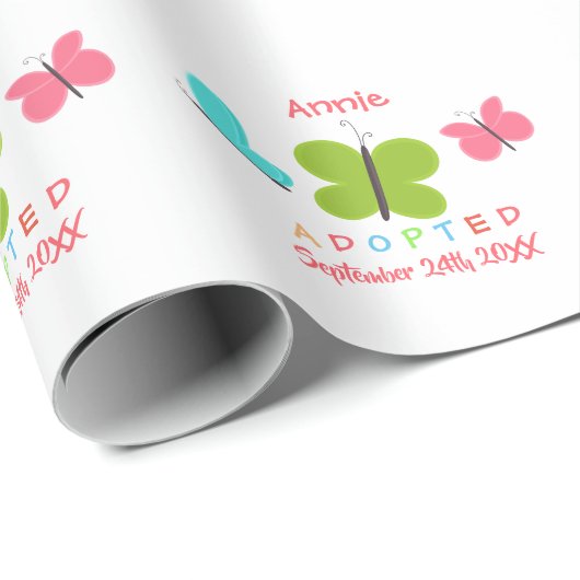 採用バタフライ採用 – 名前をカスタムする ラッピングペーパー (ロールコーナー)