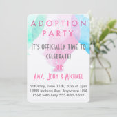 採用パーティーのピンク&ブルーバルーンの発表 招待状 (スタンド正面)