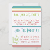 採用パーティーモダンの数々の色ストライプ写真 招待状 (裏面)