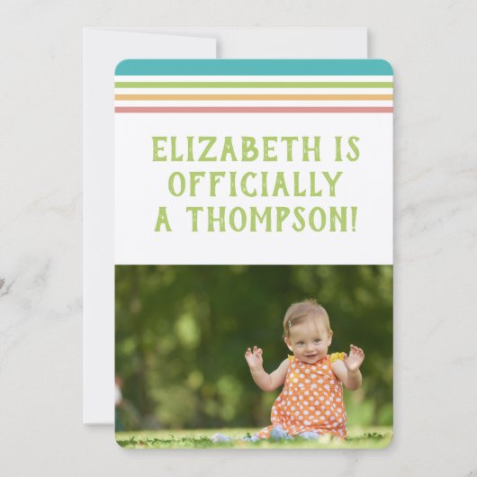 採用パーティーモダンの数々の色ストライプ写真 招待状 (正面)