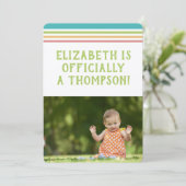 採用パーティーモダンの数々の色ストライプ写真 招待状 (スタンド正面)